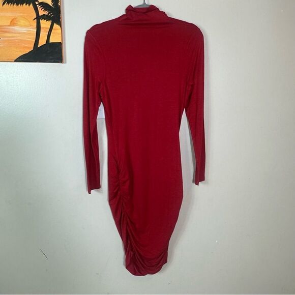 VENUS Red Turtleneck Bodycon Midi Dress rayon - Picture 1 of 8